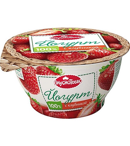 Йогурт с клубникой 3,5% 140 гр Вкуснотеево