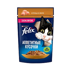 Корм Феликс аппетитные кусочки в желе для кошек Курица 75 г
