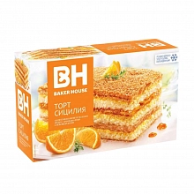 Торт Бэйкер Хаус Сицилия апельсин бисквитный трёхслойный 350 г