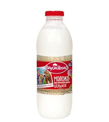 Молоко Вкуснотеево пастеризованное Цельное 3.2-6% 900 г