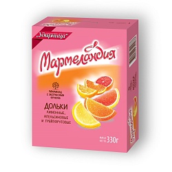 Мармелад Мармеландия дольки лимон апельсин грейпфрут 330 г