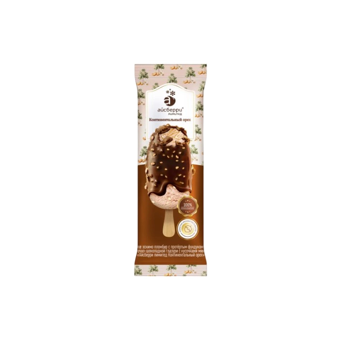 Мороженое Айсберри эскимо с фундуком и кешью Континентальный орех 80 г