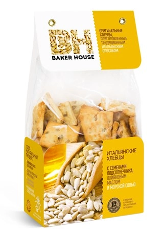 Хлебцы Baker House Итальянские с семенами подсолнечника оливковым маслом и морской солью 250 г