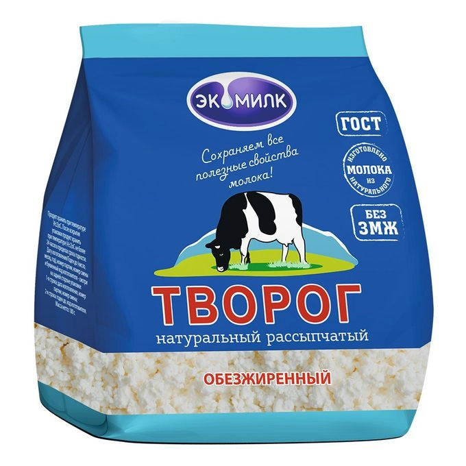 Творог Экомилк натуральный рассыпчатый 0% 350 г