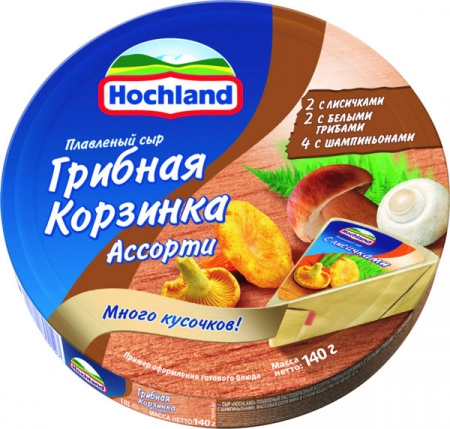 Сыр Хохланд Ассорти корзинка круг 140 г плавленный