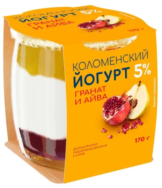 Йогурт Коломенский с наполнителем Гранат-Айва с мдж 5% 170 г