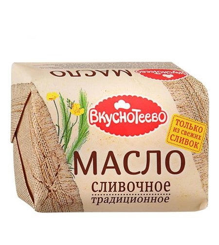Масло Вкуснотеево сливочное Традиционное 82.5% 200 г