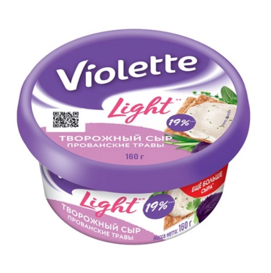 Сыр Виолетта Лайт творожный Прованские травы 60% 160 г плавленный