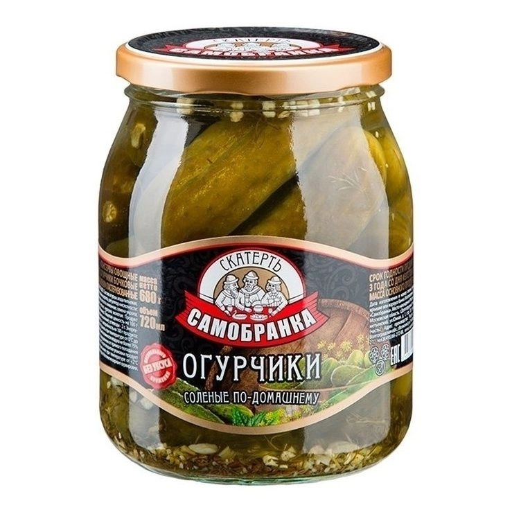 Огурцы Скатерть Самобранка соленые По-домашнему бочковые 720 мл