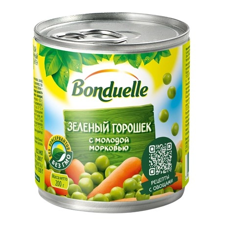 Горошек Бондюэль зеленый с морковью 200 г
