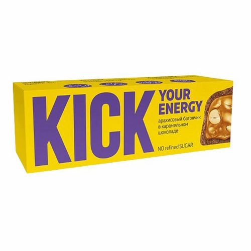 Батончик Kick арахис в карамельном шоколаде 45 г