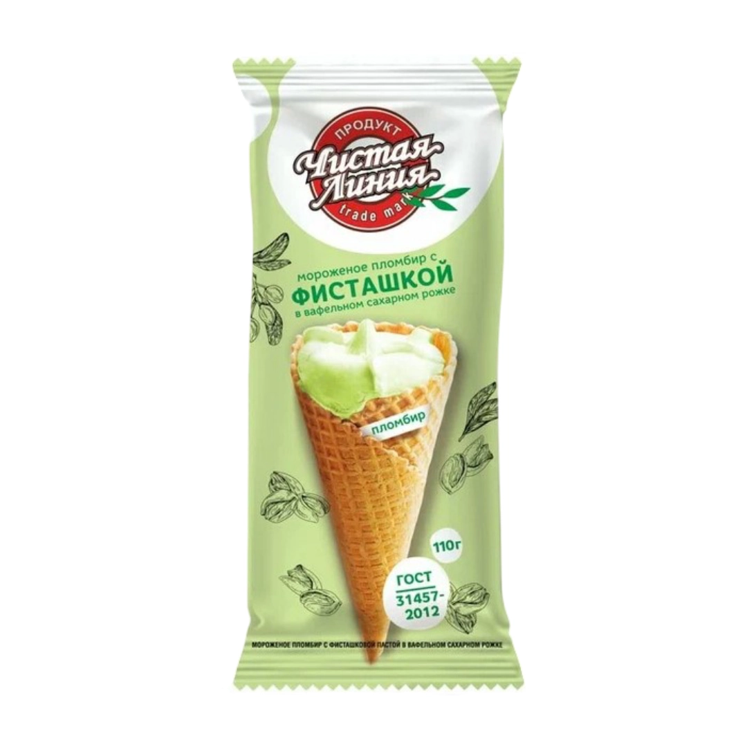 Мороженое Чистая Линия рожок фисташка 110 г