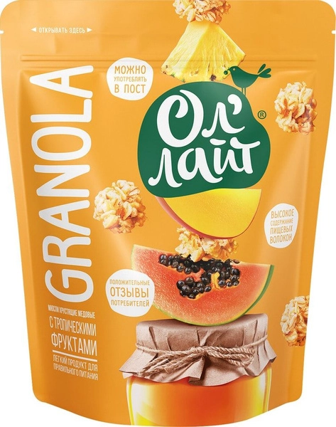 Мюсли Ол Лайт хрустящие запеченные с тропическими фруктами 280 г
