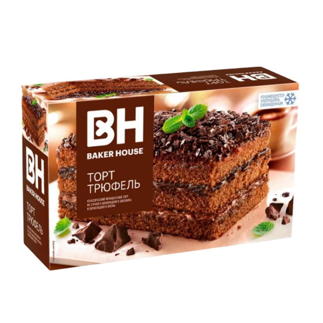 Торт Бэйкер Хаус Трюфель бисквитный трёхслойный 350 г