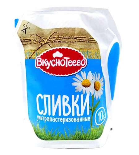 Сливки Вкуснотеево ультрапастеризованные 10% 125 г