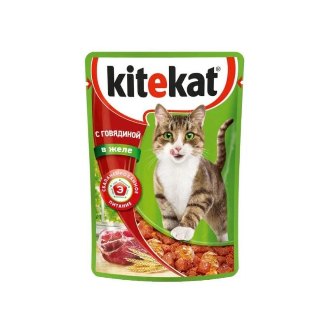 Корм влажный Китикат для кошек с говядиной в желе 85 г