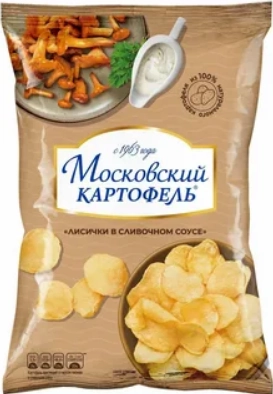 Чипсы Картофель Московский хрустящий со вкусом Лисички в сливочном соусе 60 г