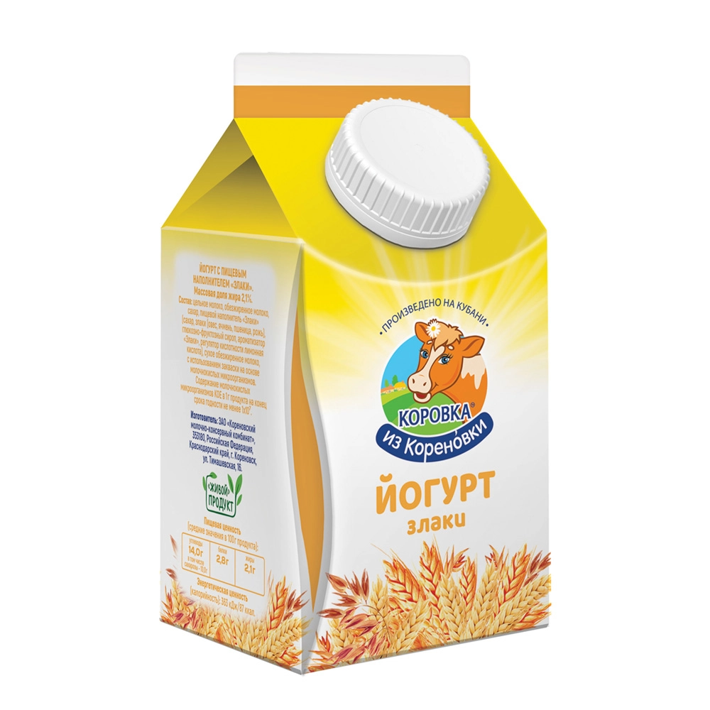 Йогурт Злаки Коровка из Кореновки 2,1% 450 г