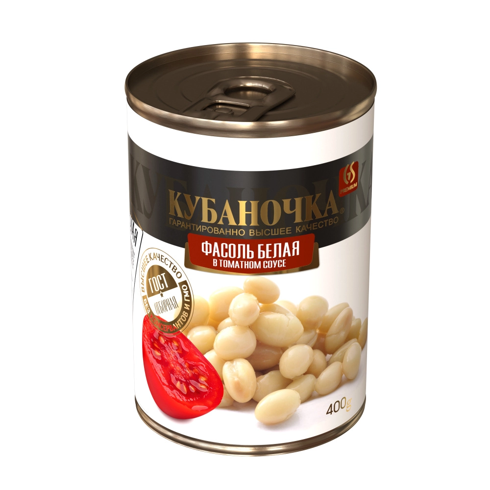 Фасоль Кубаночка натуральная белая в томатном соусе 400 г