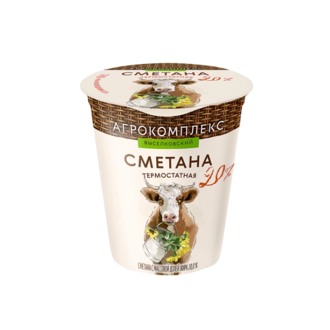 Сметана Агрокомплекс термостатная с м.д.ж.20.0 % 300 г