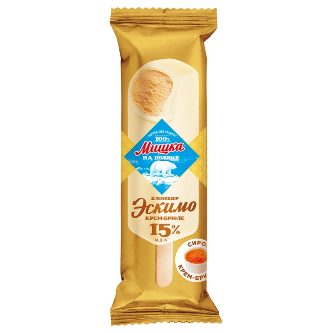 Мороженое Мишка на полюсе Эскимо пломбир крем-брюле в шоколадной глазури 65 г