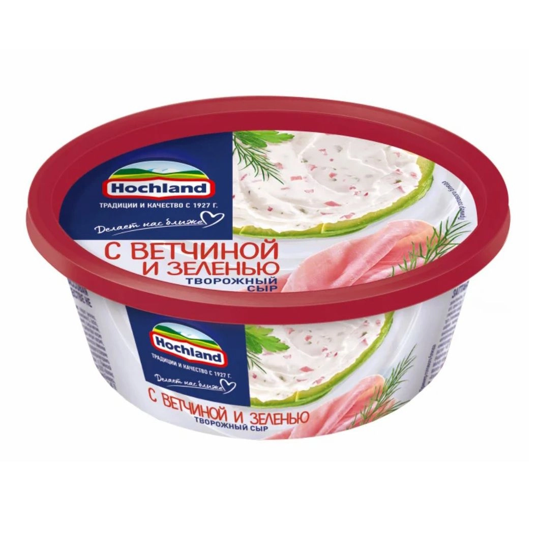 Сыр Хохланд твороженный с ветчиной и зеленью 140 г плавленный