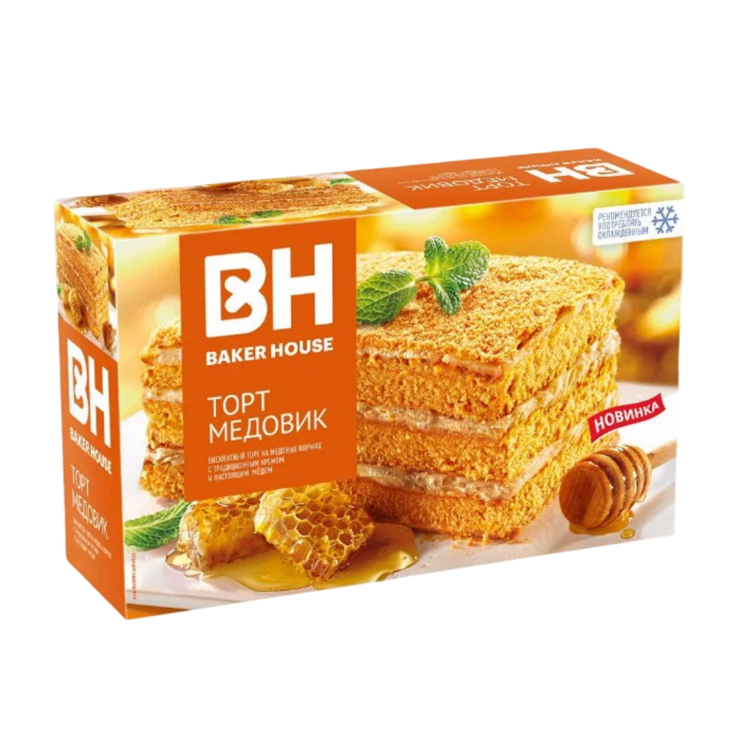 Торт Бэйкер Хаус Медовик бисквитный трёхслойный 350 г