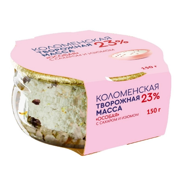 Масса творожная Коломенская Особая с сахаром и изюмом 23% 150 г