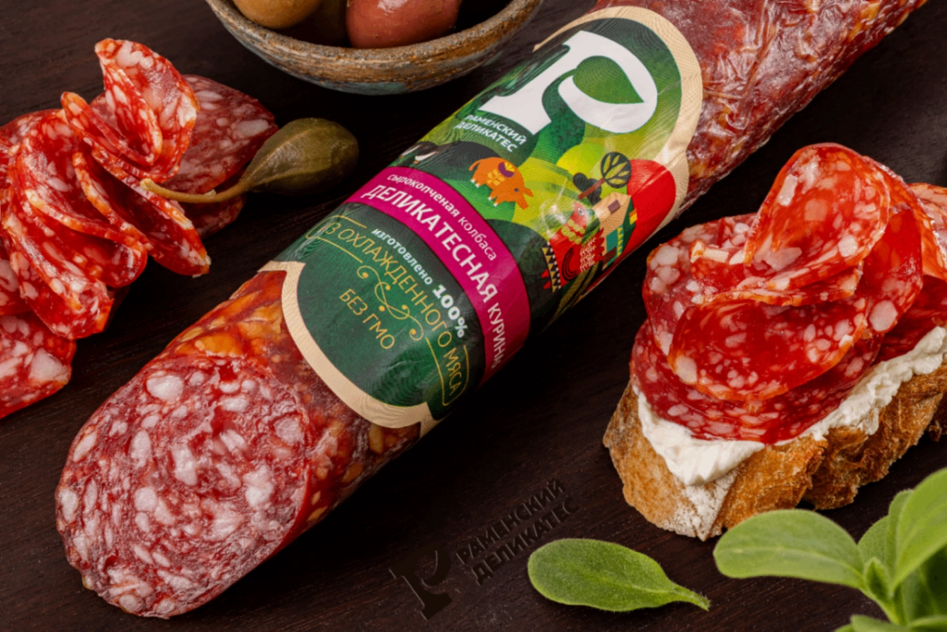 Колбаса Деликатесная куриная сырокопченая