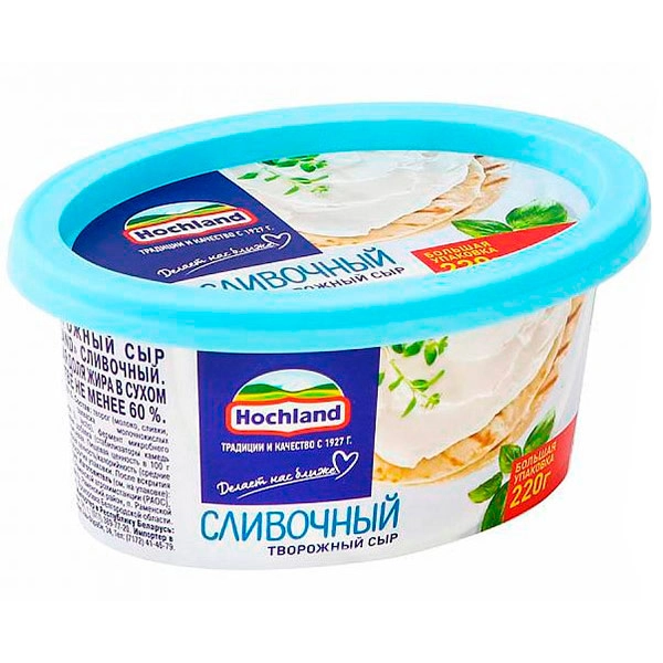 Сыр Hochland творожный сливочный 60% 220 г плавленный