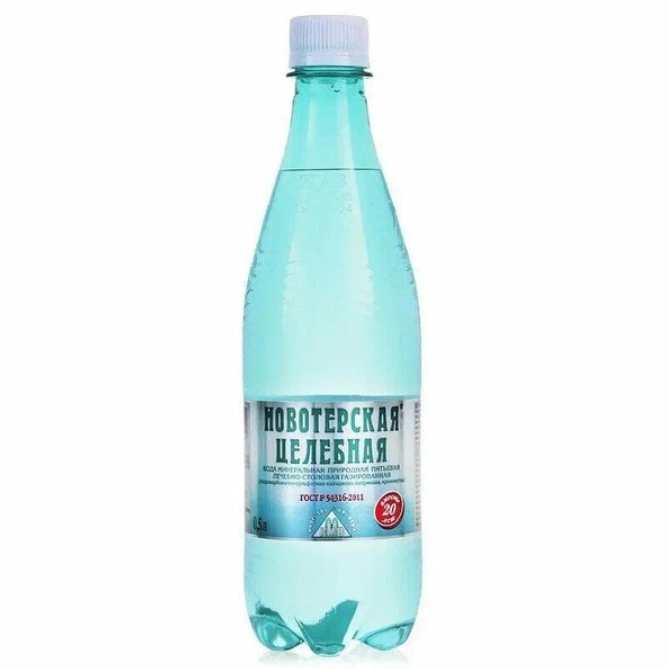 Вода Новотерская минеральная целебная питьевая газированная 500 мл