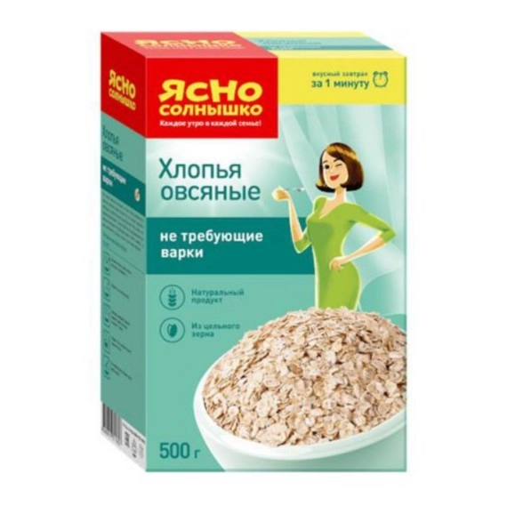 Хлопья Ясно Солнышко овсяные не требующие варки 400 г