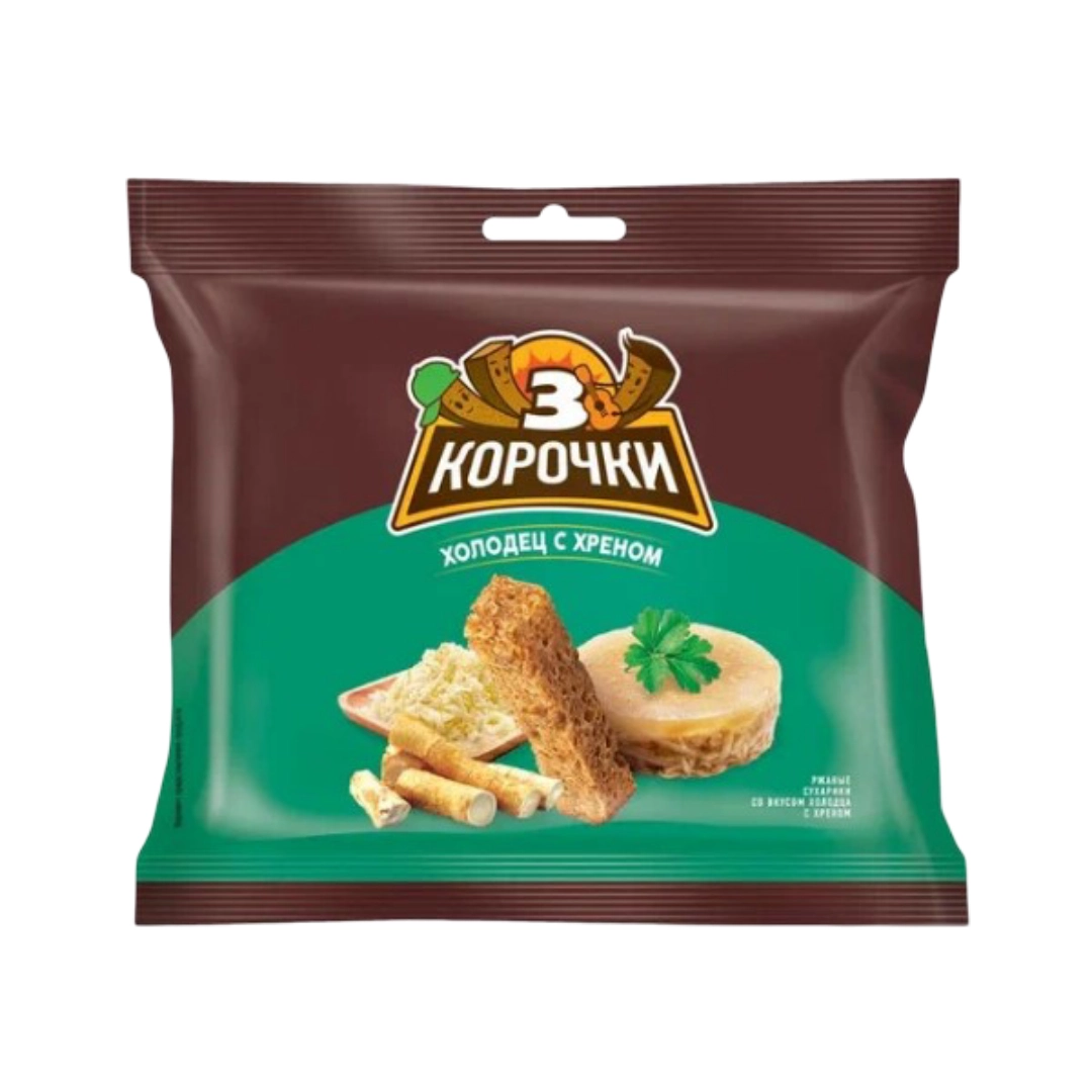 Сухарики 3 корочки ржаные холодец и хрен 40 г