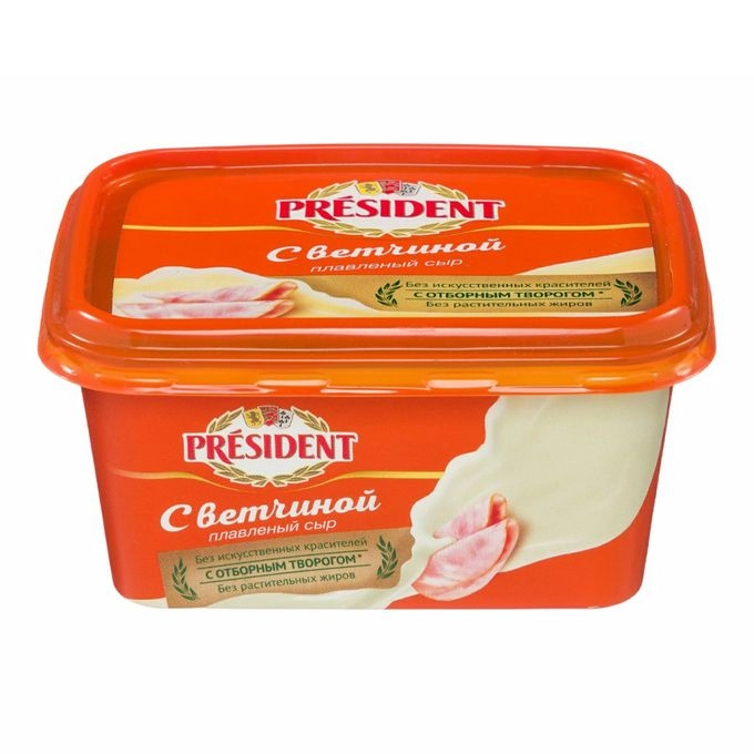Сыр President с ветчиной 45% 400 г плавленый