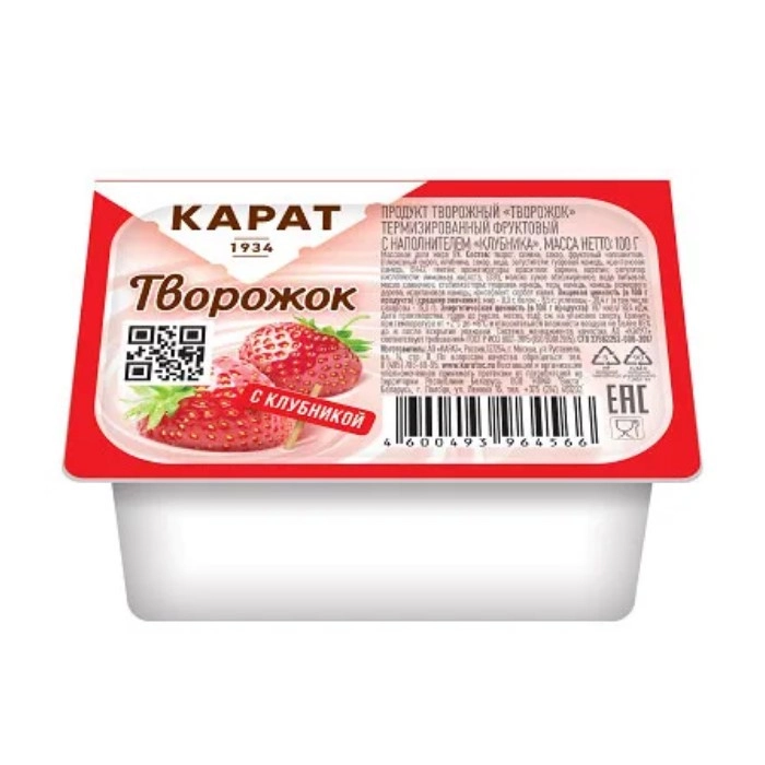 Творожок Карат Клубника 9% 100 г