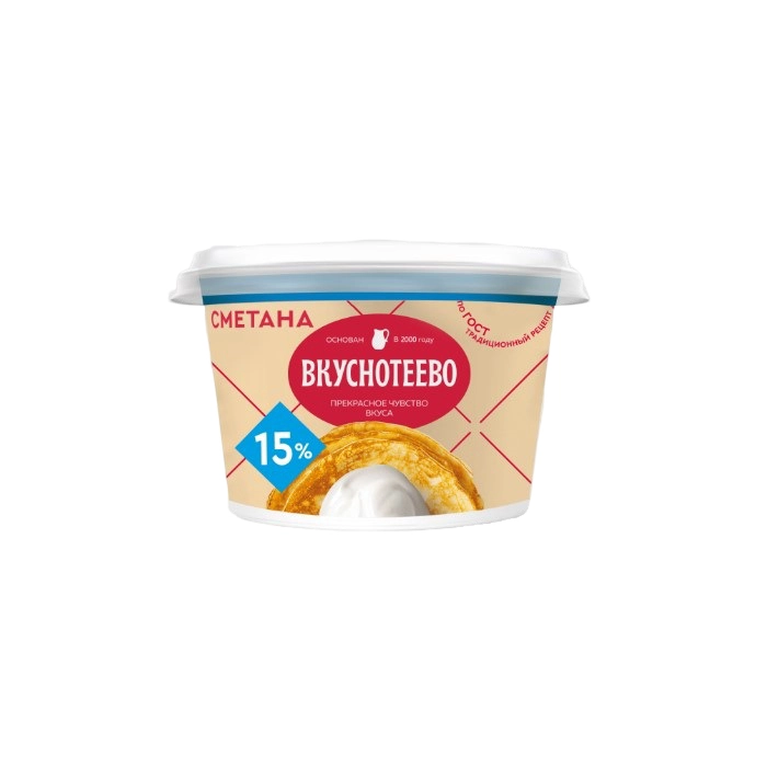 Сметана Вкуснотеево 15% стакан 150 г