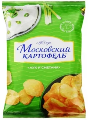 Чипсы Картофель Московский хрустящий со вкусом лука и сметаны 120 г
