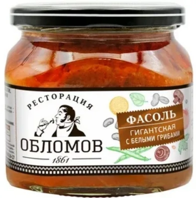 Фасоль Ресторация Обломов гигантская с белыми грибами 430 г