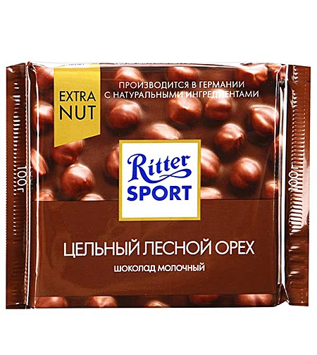 Шоколад Риттер Спорт молочный лесной орех 100 г