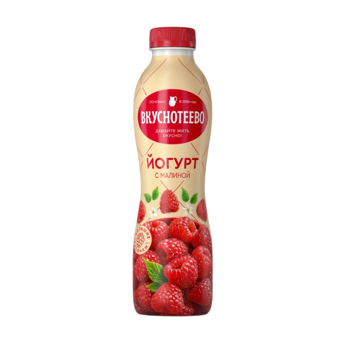 Йогурт Вкуснотеево питьевой с малиной 2% 690 г