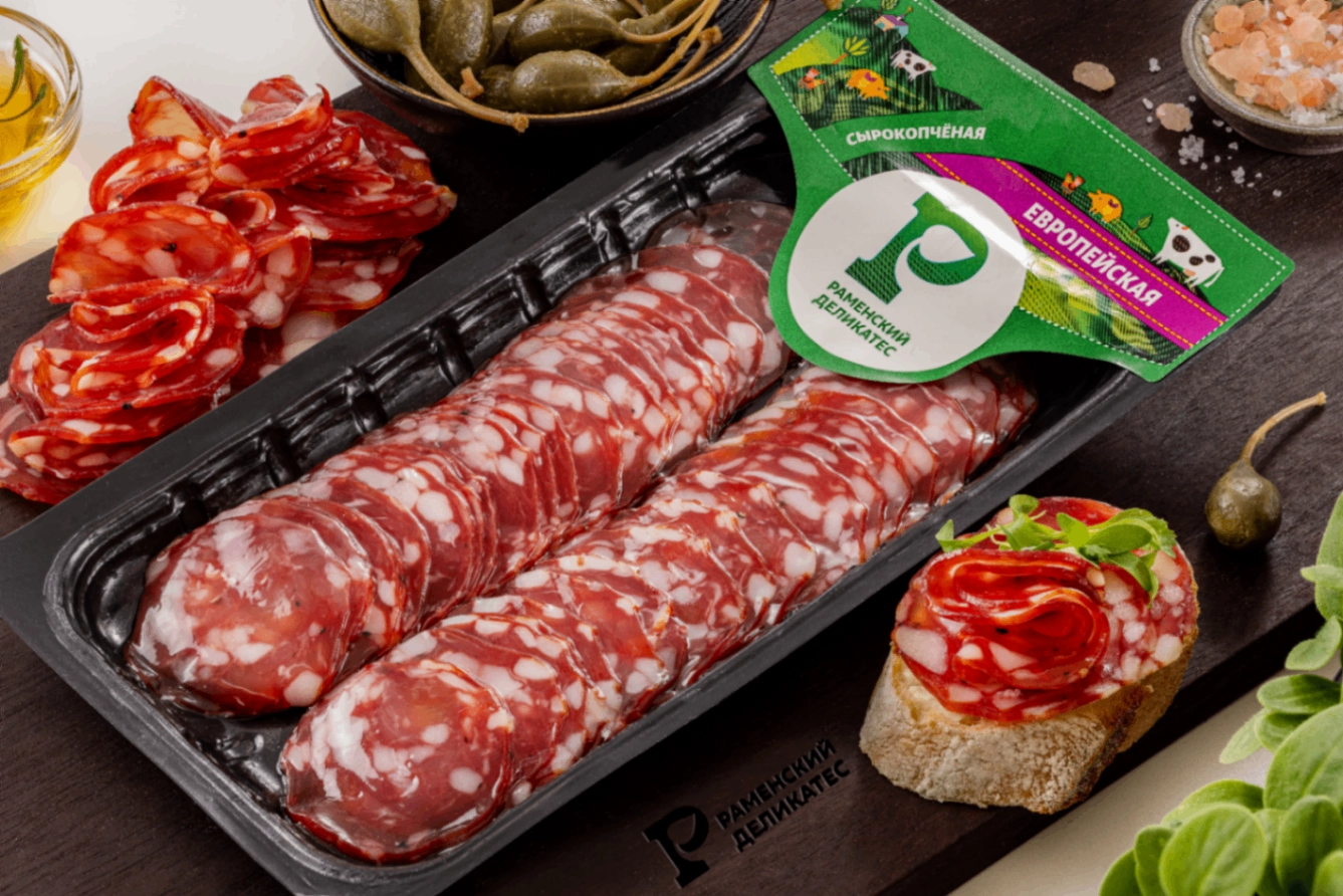 Колбаса Европейская сырокопченая нарезка 100 г