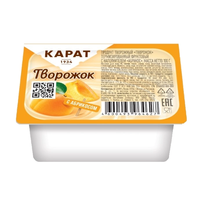 Творожок Карат Фруктовый Абрикос 9% 100 г