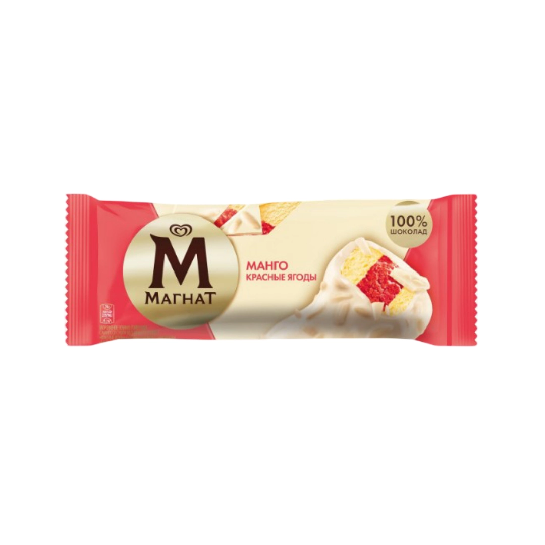 Мороженое Магнат Эскимо сливочное с Манго красные ягоды в белом шоколаде 95 г