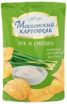 Чипсы Картофель Московский хрустящий со вкусом лука и сметаны 60 г