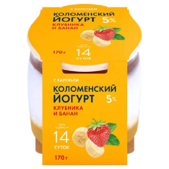 Йогурт Коломенский Клубника-банан с мдж 5% 170 г