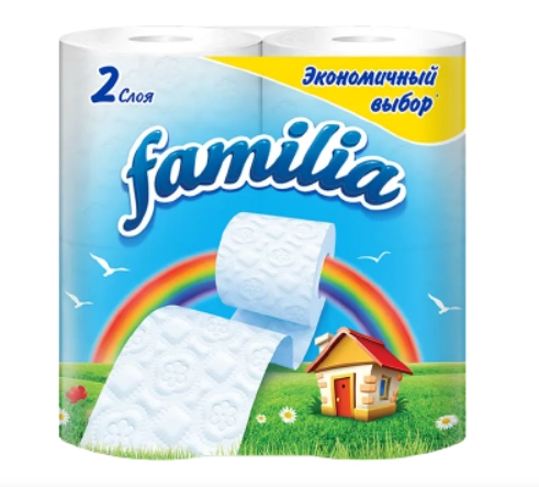 Туалетная бумага Фамилиа радуга 2-х слойная 4 рулона