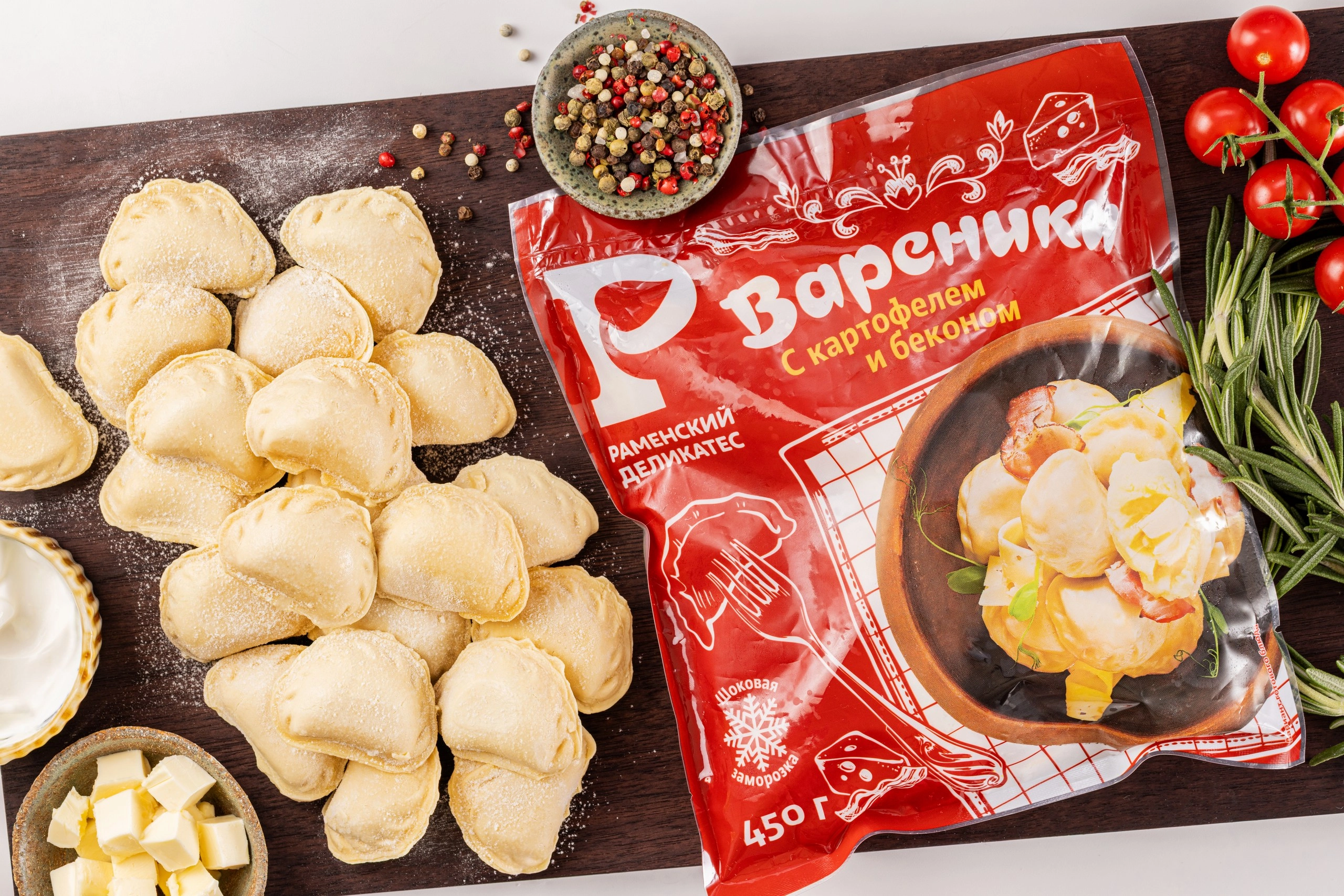 Вареники с картофельным пюре и беконом 450 г