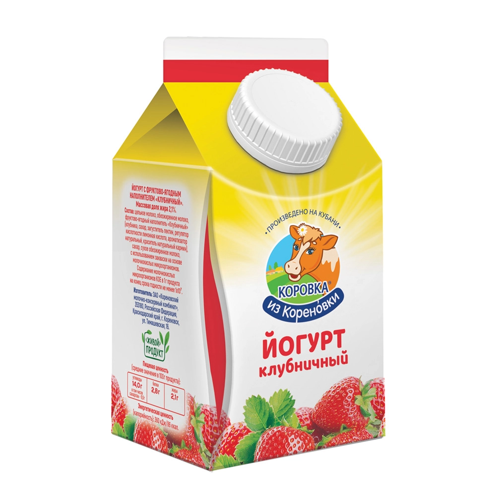 Йогурт Коровка из Кореновки Клубничный 2,1% 450 г