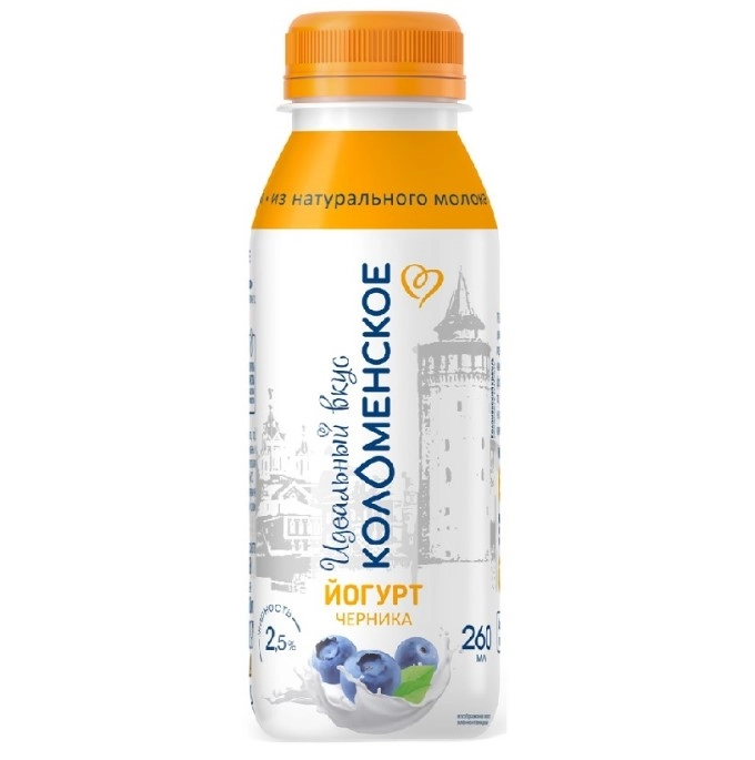 Йогурт Коломенский питьевой Черника с массовой долей жира 2.5% 260 г