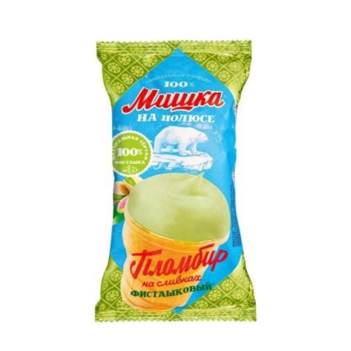 Мороженое Мишка на полюсе пломбир фисташка в вафельном стаканчике 80 г